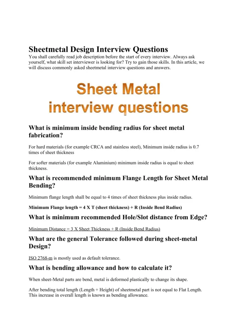 Metal Stamping Interview Questions